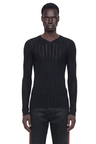  Semi-sheer V-neck Jumper 