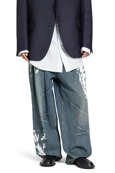  Pleated Jeans In Washed Denim 