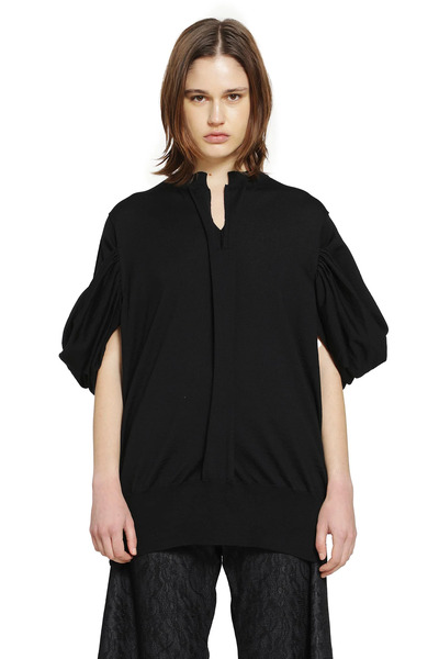  V-neck Wool Sweater With Gathered Sleeves 