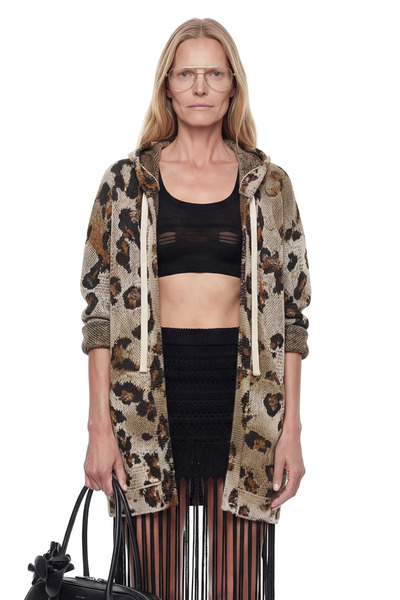  Leopard Knit Zip-up Hoodie 