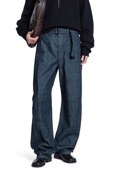  Denim Wide-leg Twisted Belted Pants 