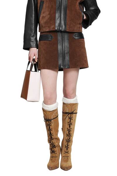  Suede And Leather Mini Skirt 