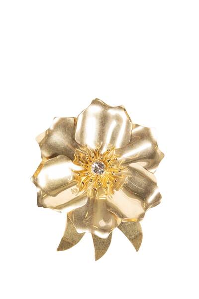  Gold-tone Crystal Brooch 