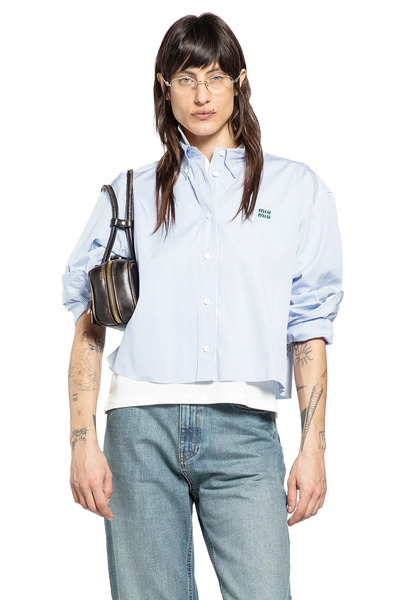  Pinstriped Cotton Cropped Shirt 