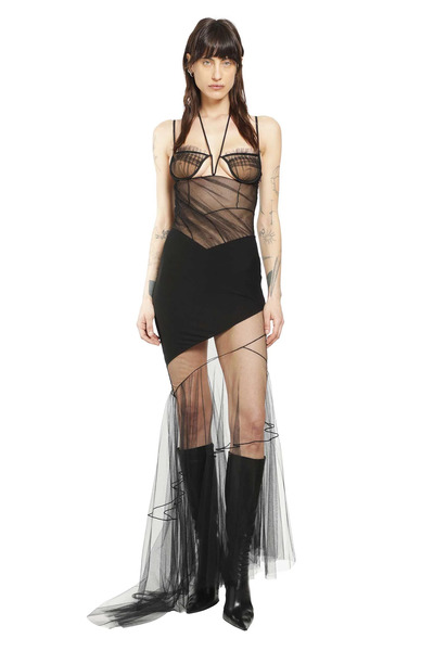  Asymmetric Draped Bra Dress 