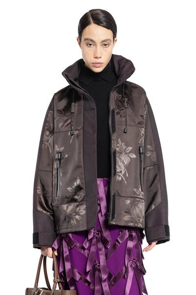  Floral Jacquard Nylon Jacket 