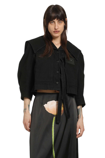  Cropped Sailor Collar Workwear Jacket 