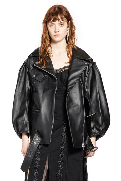  Puff Sleeve Multi Belt Biker Jacket 