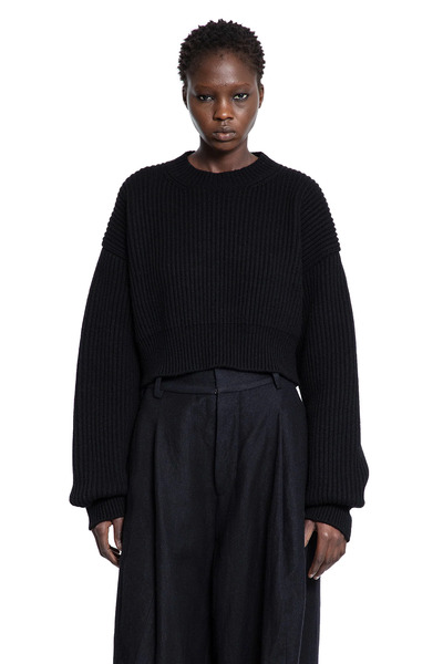  Cropped Ribbed Knit Sweater 