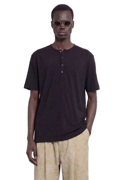  Henley Neck Gathered T-shirt 