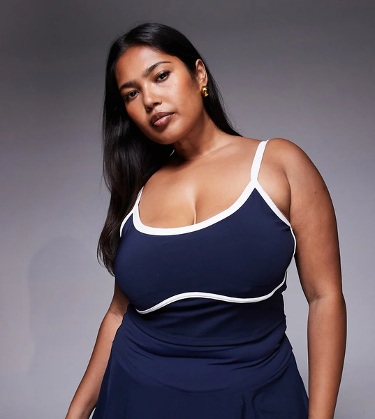  4505 Curve Active Vest With Inner Bra And Piping In Navy 