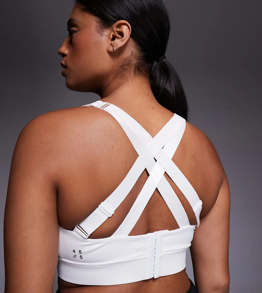  4505 Curve Icon Active High Support Sports Bra With Removable Padding And Adjustable Straps In White 