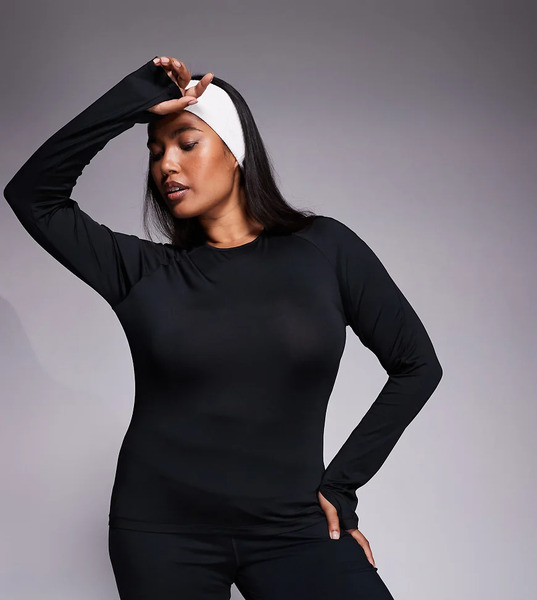  4505 Curve Icon Active Quick Dry Slim Fit Long Sleeve Top In Black 