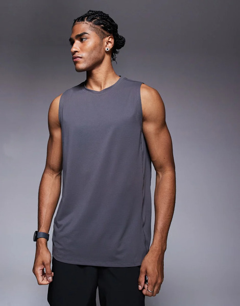  4505 Icon Quick Dry Mesh Training Tank In Graphite Grey 