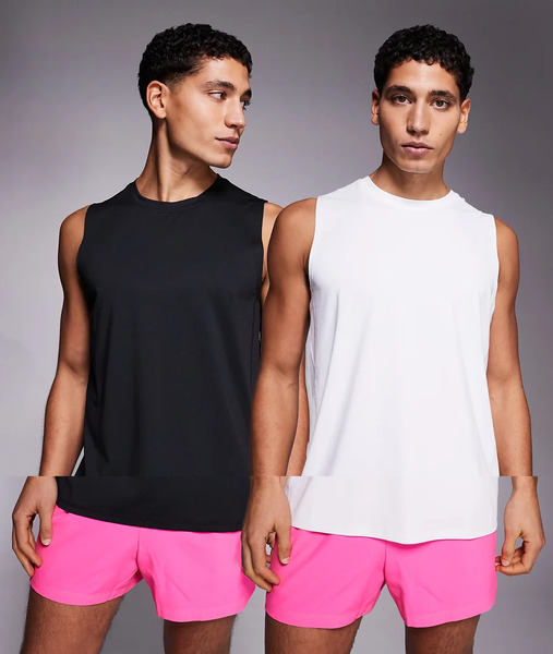  4505 Icon Quick Dry Mesh Training Tank 2 Pack In Black And White Multi 