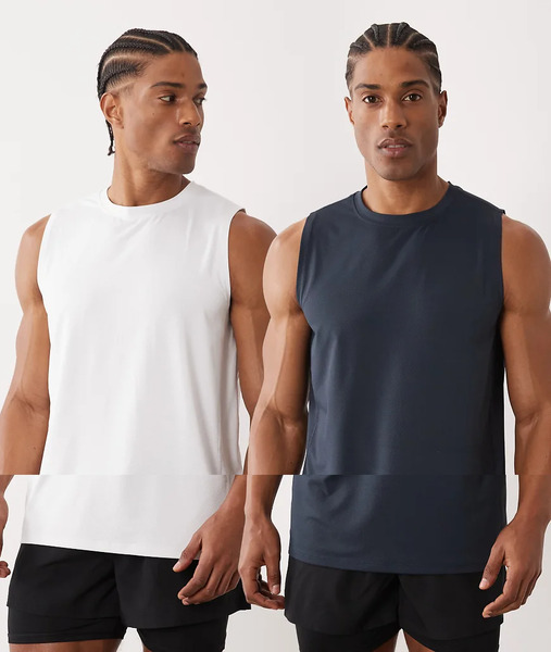  4505 Icon Quick Dry Mesh Training Tank 2 Pack In Navy And White Multi 