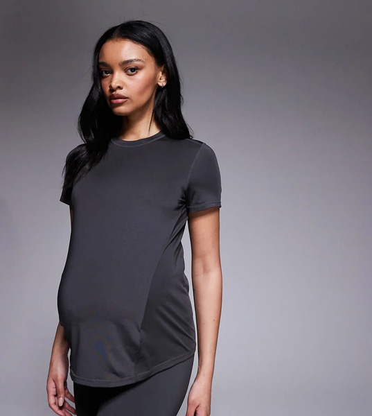  4505 Maternity Icon Active Quick Dry Performance T Shirt In Smoke Grey 