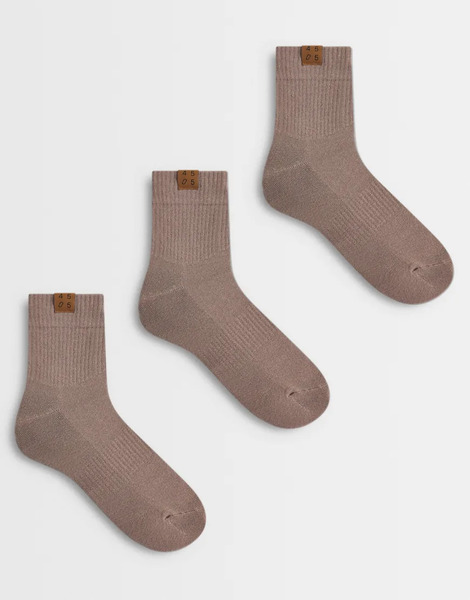  4505 3 Pack Studio Sock With Arch Support In Fawn Brown 