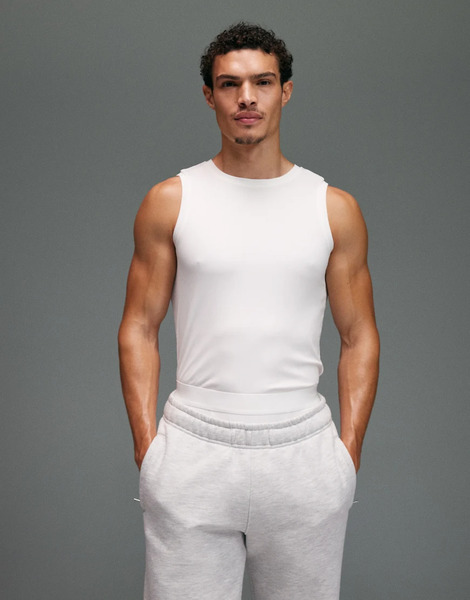  4505 Slim Fit Quick Dry Engineered Rib Training Vest In Off White 