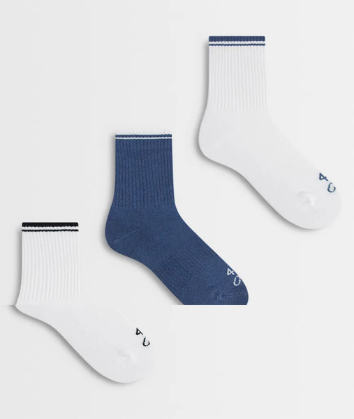  4505 Stripe Edge 3 Pack Sock With Arch Support In White With Multi Stripe 