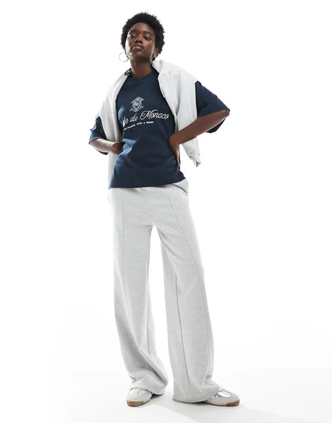  4th & Reckless Embroidered Script Logo Oversized T Shirt In Navy 