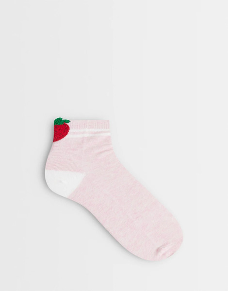  Accessorzie Strawberry Varsity Socks In Pink 