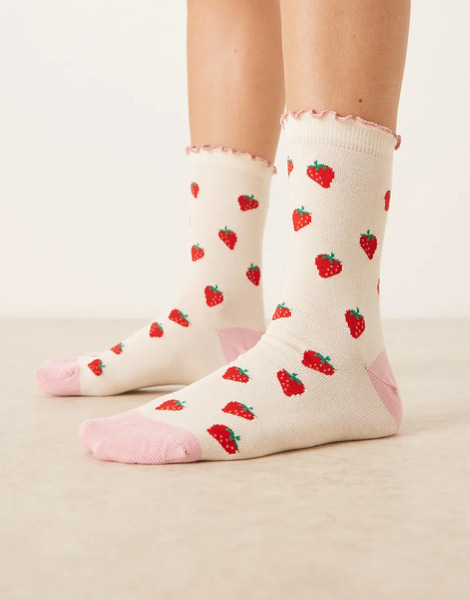  Accessorize All Over Printed Aop Socks In Cream White 