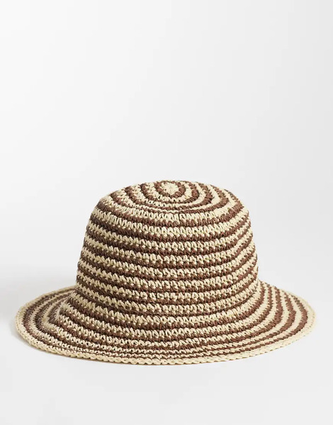  Accessorize Chocolate Stripe Bucket Hat In Brown 