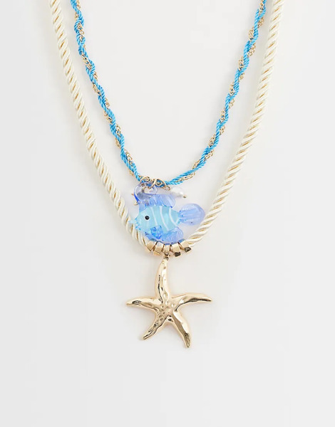  Accessorize Cord Pendant Fish Necklace In Multi 