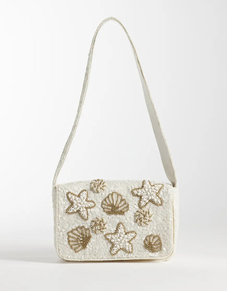  Accessorize Embellished Shell Shoulder Bag In Cream White 
