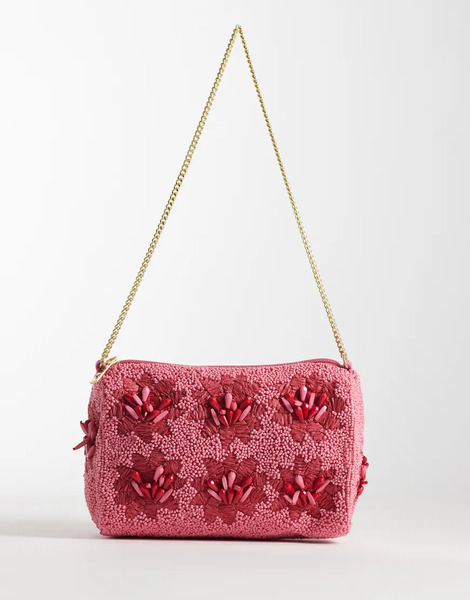  Accessorize Floral Embellished Shoulder Bag In Pink 