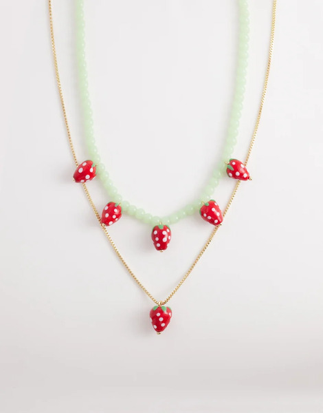  Accessorize Glass Beaded Strawberry Fruit Necklace In Multi 