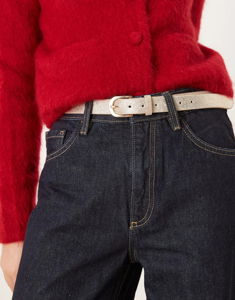  Accessorize Metallic Leather Belt In Gold 
