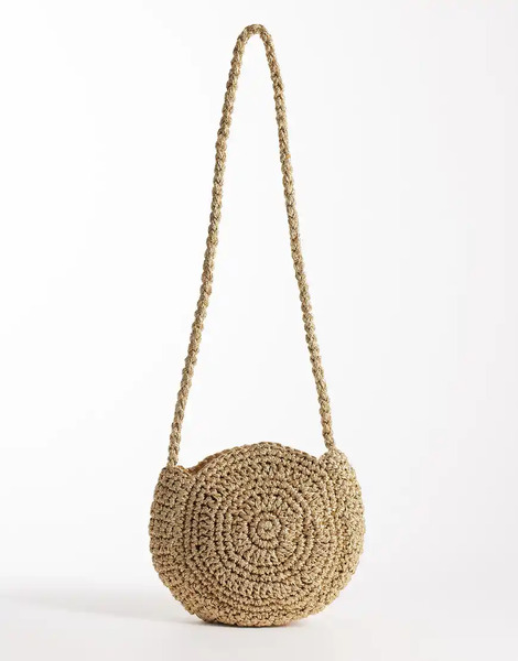 Accessorize Metallic Raffia Shell Crossbody Bag In Gold 