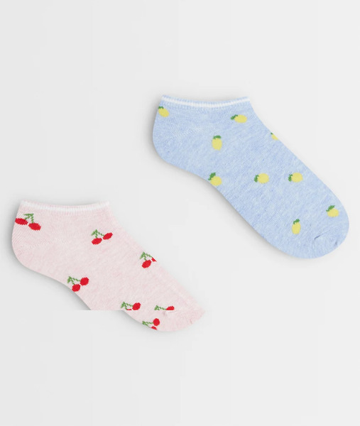  Accessorize 2 Pack Summer Fruits Trainer Socks Multi 