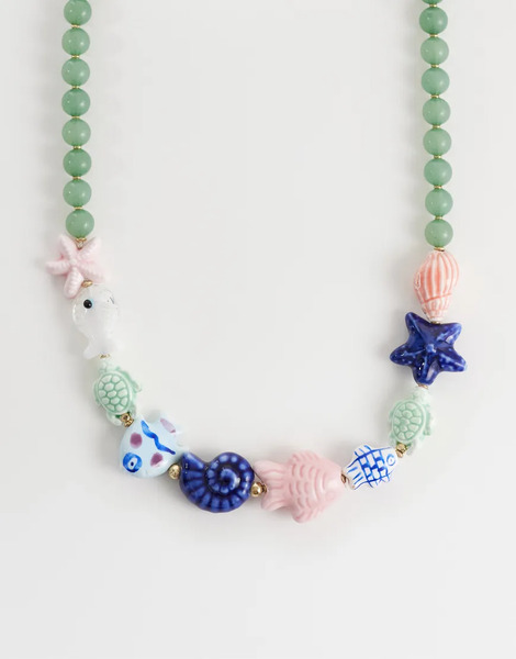  Accessorize Pastel Ceramic Fish Beaded Necklace In Multi 