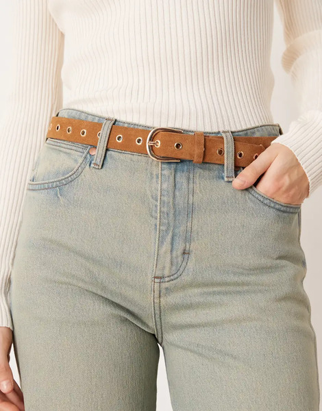  Accessorize Premium Eyelet Belt In Brown 