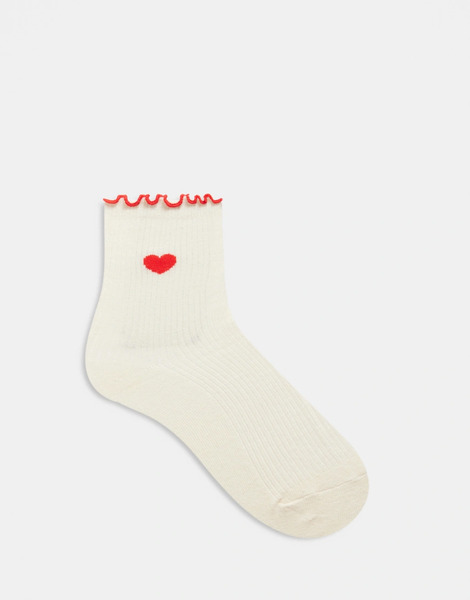  Accessorize Red Heart Frill Socks In Cream White 