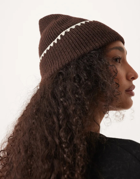  Accessorize Stitch Beanie In Brown 