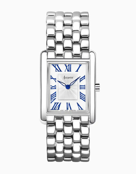  Accurist Ladies Rectangle Watch In Silver 