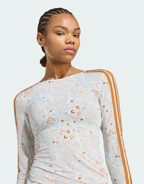  Adidas Originals Adidas Originals Summer Glow Mesh Graphics Long Sleeve In Off White / Rustic Orange 