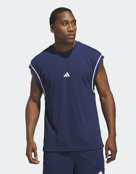  Adidas Performance Adidas Basketball All World Sleeveless Tank Top In Team Navy Blue 2 / Team Navy B 