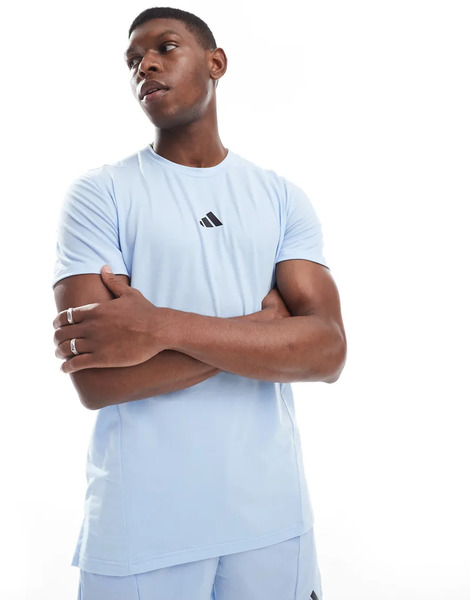  Adidas Training D4t Workout Tee In Glow Blue 