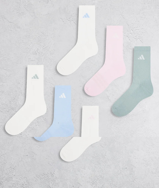  Adidas Training Essentials Crew Socks In Multicolour 6 Pack 