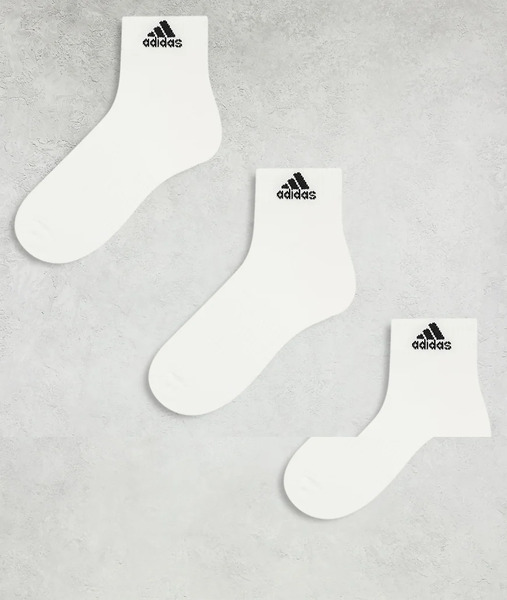  Adidas Training 3 Pack Ankle Socks In White 