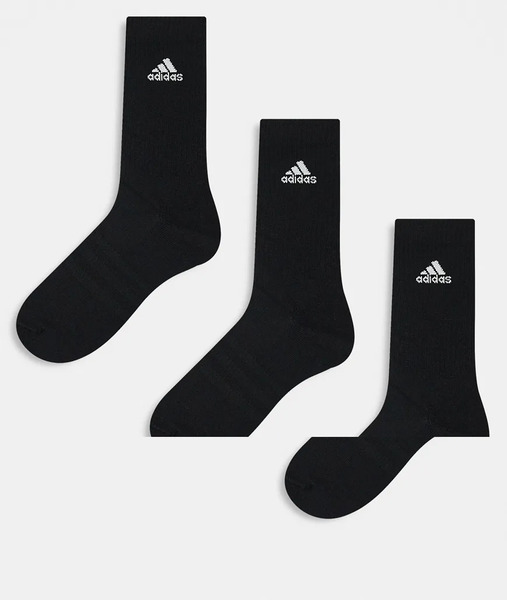  Adidas Training 3 Pack Crew Socks In Black 