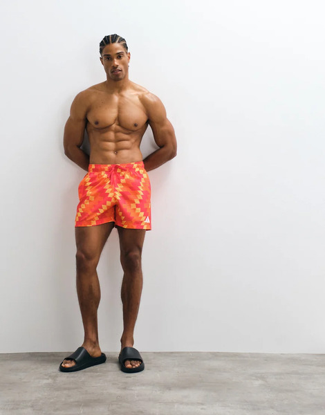  Adidas Training Swimshorts In Red Pattern 