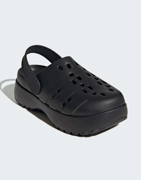  Adidas Performance Adilette Platform Clogs In Core Black / Core Black / Core 
