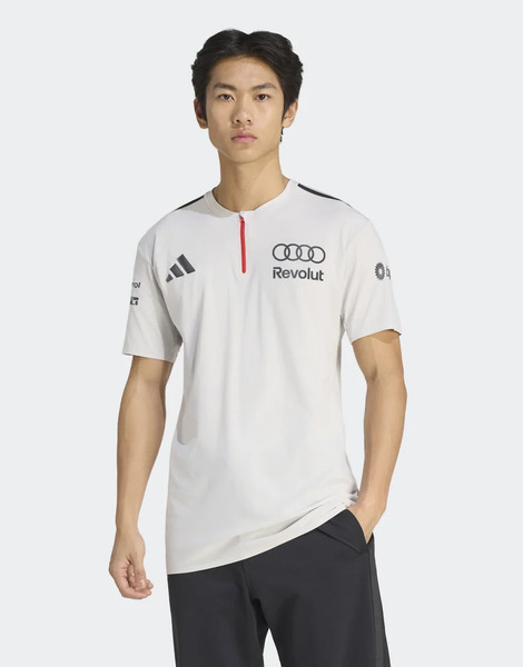  Adidas Performance Audi Formula One Team Engineers & Marketing Polo Shirt Short Sleeve In Chalk Pearl / Iron Metallic Neutral 