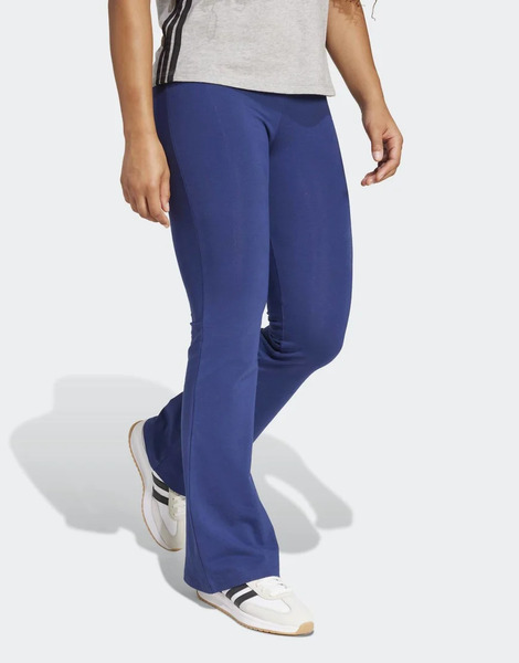  Adidas Performance Essentials Small Logo Flared Leggings In Dark Blue / White 